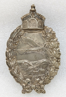 Lovely ca Early 1918 Prussian Pilot Badge in Silver plated Tombak by Meybauer