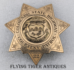 Ext Rare 1935 1st Issue Run Colorado State Highway Courtesy Patrol Patrolman Badge #22 by Kaufman