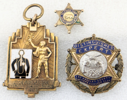 1938 LA CA Sheriff's Revolver Club Expert Badge, Champion Medal of famous Lawman Don Wallis