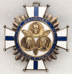 LARGE HEAVY ca 1960 Dominican Order of Merit of Duarte, Sanchez & Mella in Enameled & Gilt Silver