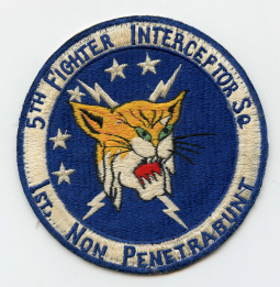 Early 1960s Beautiful & Large USAF 5th FIS Fighter Interceptor Sq Japanese Made Jacket Patch