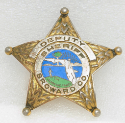 Great Old 1960s Broward Co FL Deputy Sheriff Badge #3 with Full Ball Tips