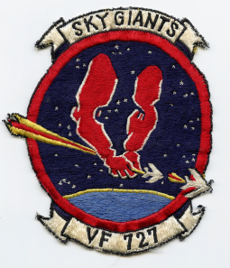 Early 1950s USN VF-727 Sky Giants Japanese Made Jacket Patch Removed from Jacket