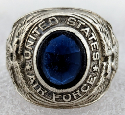 Nice Korean War era USAF Sterling Silver Ring with Blue Stone Sz 10