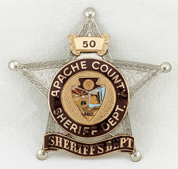 Beautiful Early 1990s Apache Co AZ Sheriff's Deputy Badge #50 by BNB