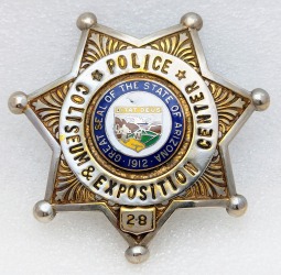 Great 1960s-70s Phoenix AZ Coliseum & Expo Center Police Badge #28