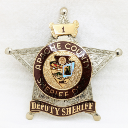 Early 1990s Apache Co AZ Deputy Sheriff Badge NUMBER 1 by BNB