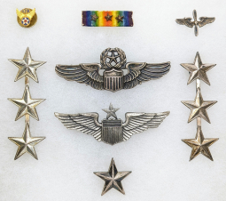 Grouping of WWII Lt General Barney M. Giles Including ca 1937 AMCRAFT Deco Style Sr. Pilot Wing