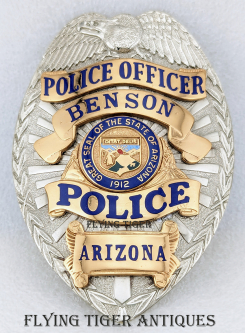 Nice ca 1990 Benson AZ Police Officer Badge by BNB
