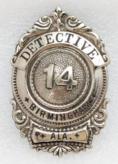 Ext Rare ca 1900 Birmingham Alabama Police Detective Badge #14