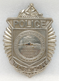 Very Nice Ca 1950 Boston MA Police Brinks Clamshell Sunset Radiator Badge #5009