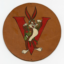 Great WWII ca 1943 FTD Victory Field Hand Painted Leather Bugs Bunny Jacket Patch EXT RARE