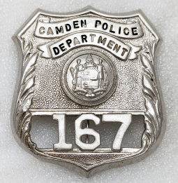 Scarce 1960s Camden NJ Police Badge #167 NYC Style