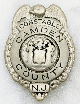 Great old "Been There" 1920s-1930s Camden Co NJ Constable Badge