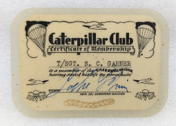 Rare WWII Irvine Air Chutes Parachutes Caterpillar Club Card to USAAF T/SGT. S.C. Garner