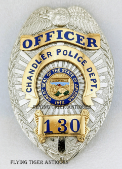 Beautiful ca 1990 Chandler AZ Police Officer Badge #130 by BNB