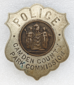 Beautiful ca 1910s-1920s Camden Co NJ Park Commission Police Badge