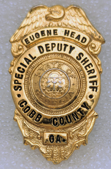 1970s-1980s Cobb Co GA Special Deputy Sheriff Wallet Badge of Eugene Head