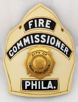 Great 1960s-1970s Philadelphia PA Fire Dept. Commissioner Helmet Plate in Exc. Condition