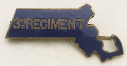 Beautiful C.W Veteran Badge Top Bar of Ribbon 3rd Regiment MA Volunteers