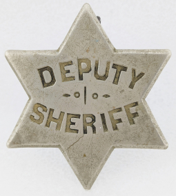 Fantastic 1870s Old West Dep Sheriff 6pt Nickel Star Hand Stamped Lettering