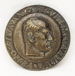 Early Late 1920s Fascist Italy Opera Balilla Youth Organization Maker Badge in Silvered Bronze