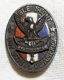 Beautiful 1930s BSA Eagle Scout Lapel Pin in Enameled Sterling