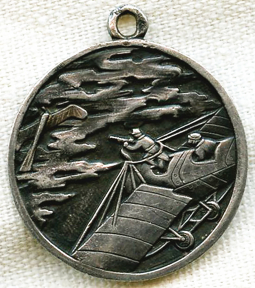 Great EARLY WWI ca 1914 - 1915 French Aviation Charm in Silver with Monoplanes in Aerial Combat