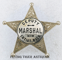 Ext Rare 1920s-1930s Entiat Washington Deputy Marshal 5pt Ball Tip Star Badge