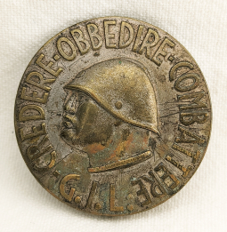 Great Early ca 1937 Fascist Italy GIL Gioventu Italiana del Littorio Member Badge in Silvered Bronze