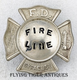 Great Old ca 1900s-10s Syracuse NY Fire Dept Fire Line Badge for News Reporter