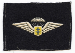 Ca 1944-1945 French Made Free French Paratrooper Wing Emb. on Woven Wool