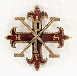Rare 2nd 1/2 19th C Constantinian Order of St. George Knight Badge in Enameled Gilt Silver