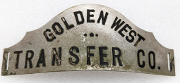 Great Old ca 1900 Team Driver's Hat Badge of the Golden West Transfer Company Found in California