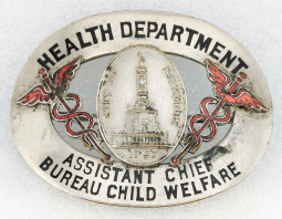 Wonderful ca 1900 Baltimore MD Health Dept. Bureau of Child Welfare ASST Chief Badge