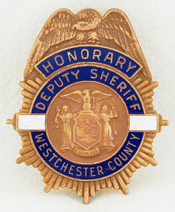 1940s-50s Westchester Co NY Honorary Deputy Sheriff Badge of Samuel F. Pryor Jr.
