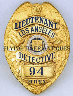 Gorgeous 1938 Los Angeles CA Police Retired Lieutenant Detective badge #94 by LASSCO