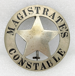 Wonderful 1870s-1880s Magistrate's Constable Circle Star Badge Most Likely from South Carolina