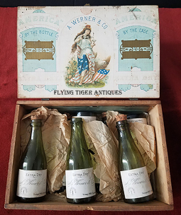 Wonderful Early 1880's Miniature A. Werner & Co. Champagne Case w/ 8 Bottles from Sonoma, CA