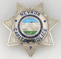 Ext Rare ca 1985 Nevada Capitol Police Badge #7 by Entenmann Rovin