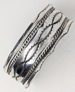 Lovely Ol Pawn Navajo Silver Hand formed & Stamped Bracelet