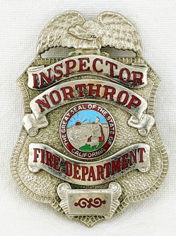 ca 2003 Northrop Aviation Corporation Fire Dept Inspector Badge by Entenmann-Rovin