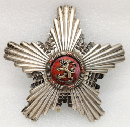 1959 F7 Finnish Order of the Lion of Finland 1st Class Breast Star in 813H Silver