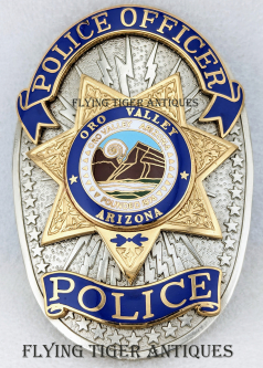 Nice Mid - 1990s Oro Valley Arizona Police Officer Badge by TCI