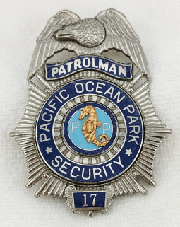 Ext Rare ca 1958 Pacific Ocean Park Security Patrolman Coat & Hat Badge Set #17