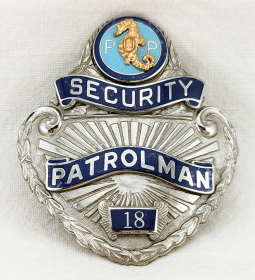 Ext Rare ca 1958 Pacific Ocean Park Santa Monica CA Security Patrolman Hat Badge #18