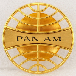 Awesome ca 1970 Pan Am Airways Stewardess Bowler Hat Badge mint in Original Bag