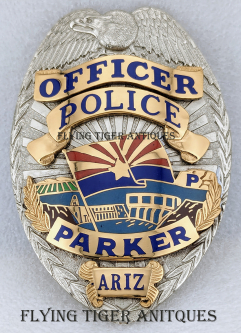 Nice Mid 1990s Parker Arizona Police Officer Badge by TCI