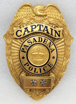 Gorgeous & Huge 1920s Pasadena CA Police Captain Badge Made for Everard by LARSCO