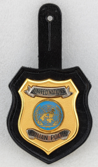 Numbered 1980s-1990s United Nations Civilian Police Badge on Hanger